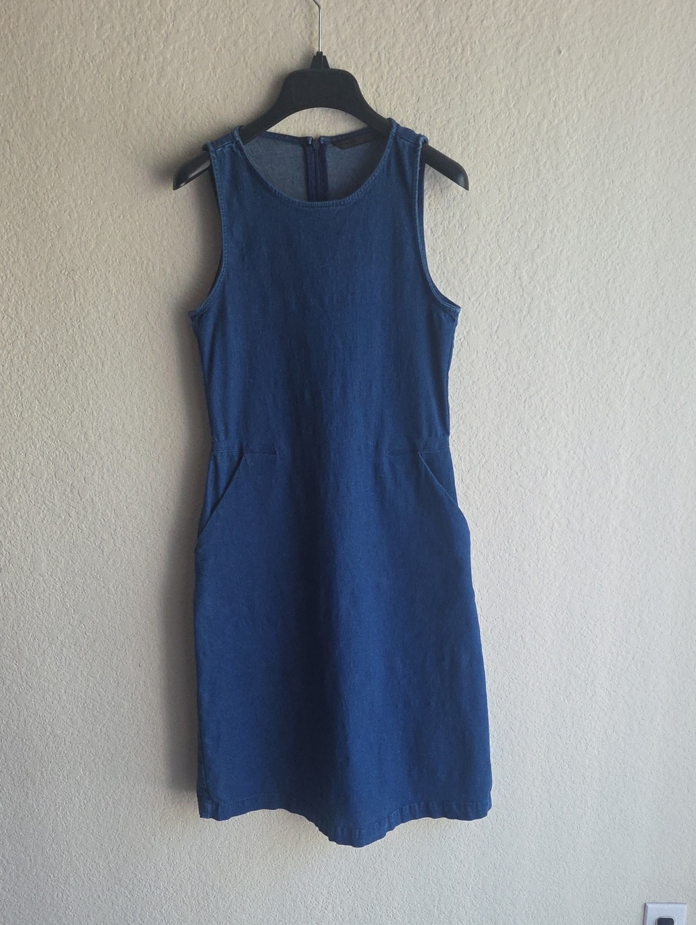 Zara Trafaluc Sleeveless Denim-Effect Midi Dress in Blue